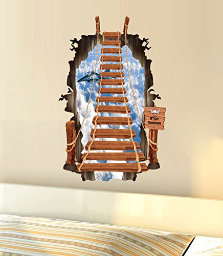 AUVS® 3D- Selbstklebende Abnehmbaren Durchbrechen Die Mauer Vinyl Wandsticker/Wandgemälde Kunst Aufkleber Dekorateur (3001L Himmel Leiter Sky Ladder (70 x 100cm)) von AUVS