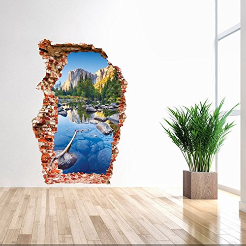 AUVS® 3D- Selbstklebende Abnehmbaren Durchbrechen Die Mauer Vinyl Wandsticker / Wandgemälde Kunst Aufkleber Dekorateur (3024 Mountain Valley( 60*90cm)) von AUVS