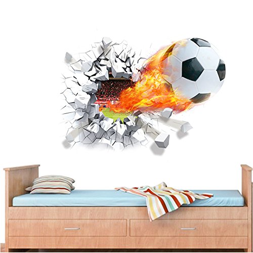 AUVS® 3D- Selbstklebende Abnehmbaren Durchbrechen Die Mauer Vinyl Wandsticker/Wandgemälde Kunst Aufkleber Dekorateur ((Red Kungfu Fußball(50 * 70cm)) von AUVS