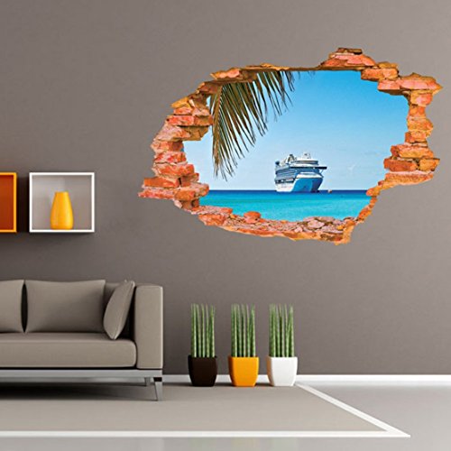 AUVS® 3D- Selbstklebende Abnehmbaren Durchbrechen Die Mauer Vinyl Wandsticker/Wandgemälde Kunst Aufkleber Dekorateur (8001G Sea Cruise(60 * 90cm)) von AUVS