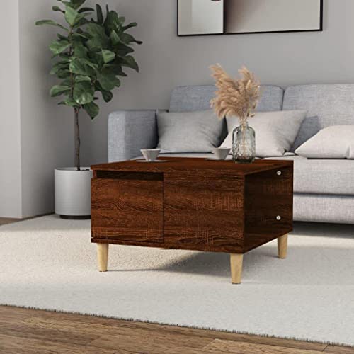 AUVYI Couchtisch mit Schublade Braun Eichen-Optik 55x55x36,5 cm Holzwerkstoff&Eukalyptus Chautschtisch Sofatisch Sideboard Holz Wohnzimmertisch Beistelltisch Schränkchen mit Schubladen von AUVYI