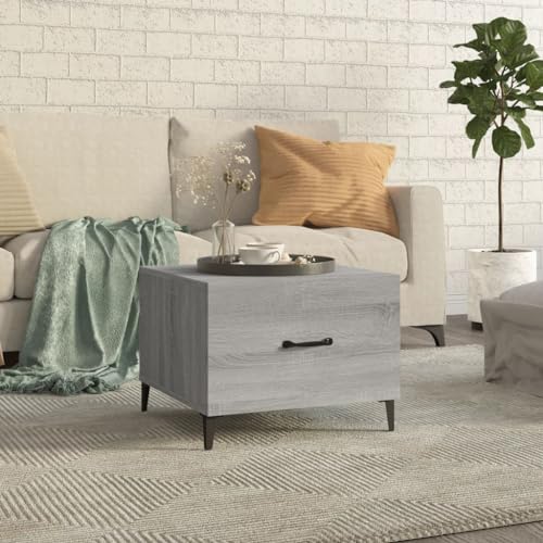 AUVYI Couchtisch mit Schublade Grau Sonoma 50x50x40 cm Holzwerkstoff&Metall Beistelltisch mit Schublade Wohnzimmertisch Konsolentisch Schublade Chautschtisch Sofatisch Sideboard von AUVYI