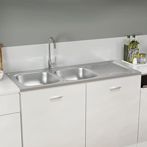 AUVYI Doppelspüle Silbern 1200x500x155 mm Edelstahl Kitchen Sink Küchenspülen Küchenarbeitsplatte Arbeitsplatte Küche Ausgussbecken Spülbecken Waschbecken Spüle von AUVYI