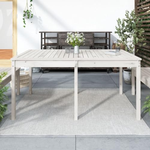 AUVYI Gartentisch Weiß 159,5x82,5x76 cm Massivholz Kiefer Balkontisch Klein Stehtisch Bistrotisch Sofatisch Wohnzimmer Coffee Table Camping Tisch Beistelltisch Outdoor Esszimmertische von AUVYI