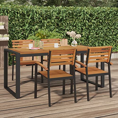 AUVYI Gartentisch mit Gestell U-Form 180x90x75 cm Akazie Massivholz Braun Stehtisch Bistrotisch Coffee Table Camping Tisch Esszimmertische Beistelltisch Outdoor Sofatisch Wohnzimmer von AUVYI