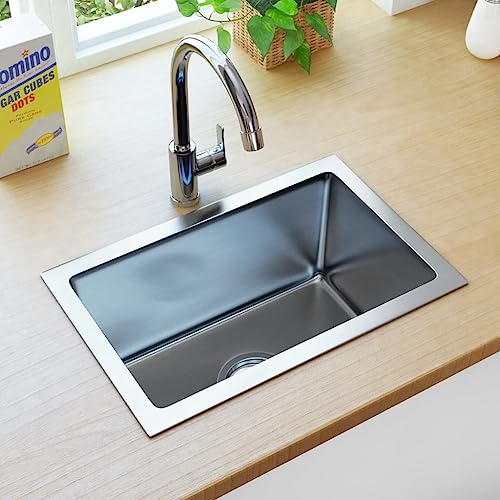 AUVYI Handgefertigte Küchenspüle Edelstahl Silbern 44x29x20cm Kitchen Sink Küchenspülen Küchenarbeitsplatte Waschbecken Ausgussbecken Spülbecken Spüle ohne Unterschrank Arbeitsplatte von AUVYI