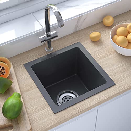 AUVYI Handgemachte Einbauspüle Schwarz Edelstahl 30x30x20cm Waschbecken Spüle Arbeitsplatte Küche Kitchen Sink Küchenspülen Ausgussbecken Spülbecken Küchenarbeitsplatte von AUVYI