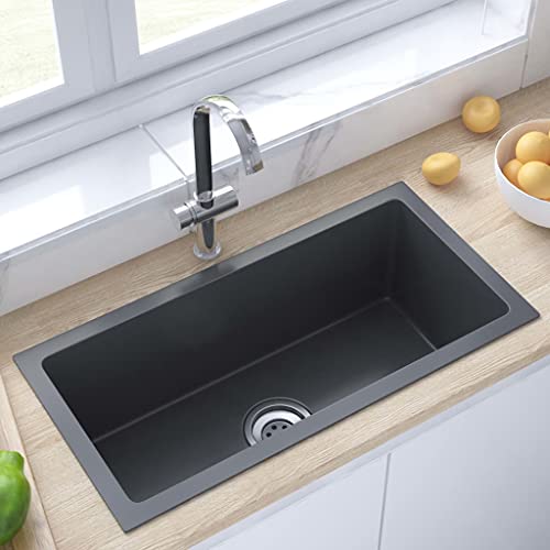 AUVYI Handgemachte Einbauspüle Schwarz Edelstahl 60x30x20cm Kitchen Sink Küchenspülen Waschbecken Arbeitsplatte Küche Ausgussbecken Spülbecken Spüle Küchenarbeitsplatte von AUVYI