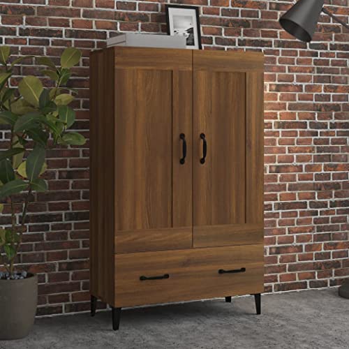 AUVYI Highboard Braun Eichen-Optik 70x31x115 cm Holzwerkstoff Wäscheschrank Küchenschrank TV Board Badezimmerschrank Schuhregal Schmal Aktenschrank Bücherregal Lowboard Wohnzimmer von AUVYI