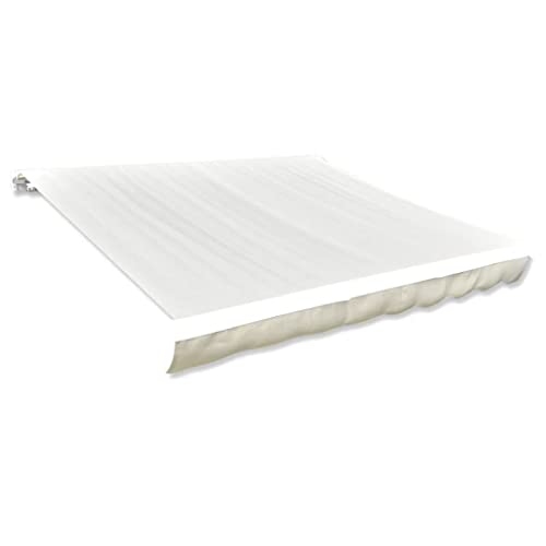 AUVYI Markisenbespannung Canvas Creme 4x3 m (ohne Rahmen) Markisen Ersatzstoff Markisenstoff Wechseln Balkonmarkisen Sonnenschutz Stoff Außen Markisenstoff Wasserdicht Hochwertiges Ersatztuch von AUVYI