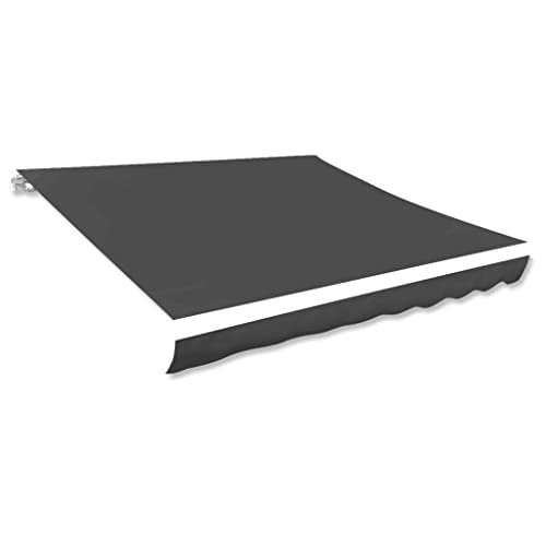AUVYI Markisenbespannung Canvas Markisenstoff Wechseln Markisen Ersatzstoff Balkonmarkisen Sonnenschutz Stoff Außen Markisenstoff Wasserdicht Hochwertiges Ersatztuch Anthrazit 4x3 m von AUVYI