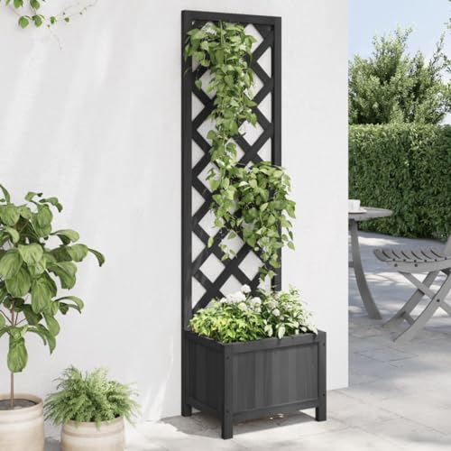 AUVYI Pflanzkübel mit Rankgitter Hochbeet Blumenkasten Kräuterbeet Gartenbeet Gärten Dekoration für Anbau Pflanzen Blumen und Gemüse Gartenmöbel Innen-und Außeneinrichtung Braun 40x30x135 cm von AUVYI