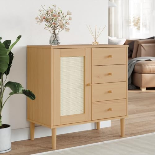 AUVYI Sideboard Rattan-Optik Braun 80x40x80 cm Kiefernholz Aktenschrank Bücherregal TV Board Badezimmerschrank Lowboard Wohnzimmer Wäscheschrank Küchenschrank Schuhregal Schmal AUVYI Sideboard Rattan-Optik Braun 80x40x80 cm Kiefernholz Aktenschrank Bücherregal TV Board Badezimmerschrank Lowboard Wohnzimmer Wäscheschrank Küchenschrank Schuhregal Schmal von AUVYI