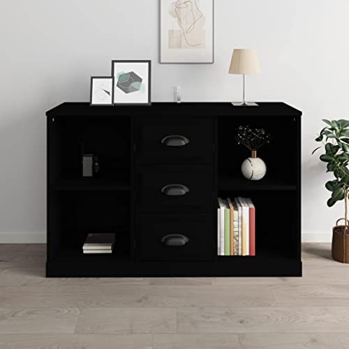 AUVYI Sideboard Schwarz 104,5x35,5x67,5 cm Holzwerkstoff Lowboard Wohnzimmer Küchenschrank Aktenschrank Bücherregal Schuhregal Schmal Wäscheschrank TV Board Badezimmerschrank von AUVYI