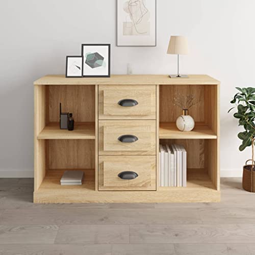 AUVYI Sideboard Sonoma-Eiche 104,5x35,5x67,5 cm Holzwerkstoff Aktenschrank Bücherregal Schuhregal Schmal Wäscheschrank TV Board Badezimmerschrank Küchenschrank Lowboard Wohnzimmer von AUVYI