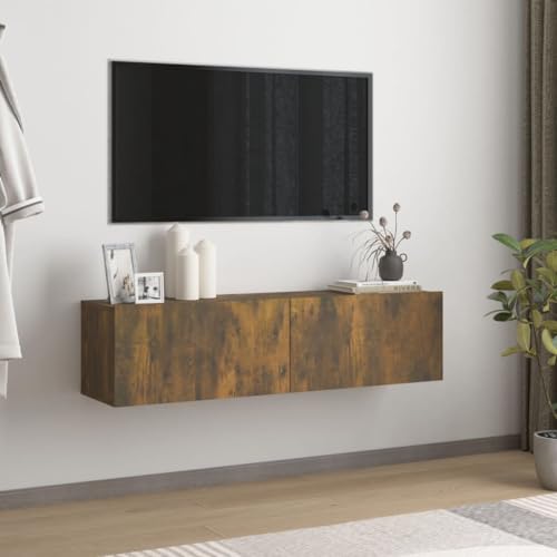 AUVYI TV-Wandschrank Räuchereiche 120x30x30 cm Holzwerkstoff Lowboard Nachttisch Holz Aufbewahrungsschrank Kitchen Cabinet Hängeschrank Wohnzimmer Fernseher Schrank Wohnwand Modern von AUVYI