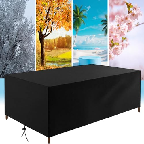 AUWUUA Abdeckung für Gartenmöbel 150x100x80cm/LxWxH Wasserdicht Outdoor Tischabdeckung, Multi-Größe Schutzhülle Anti-UV Abdeckplane Zum Schutz Verschiedener Möbel und Outdoor-Geräte, Schwarz von AUWUUA