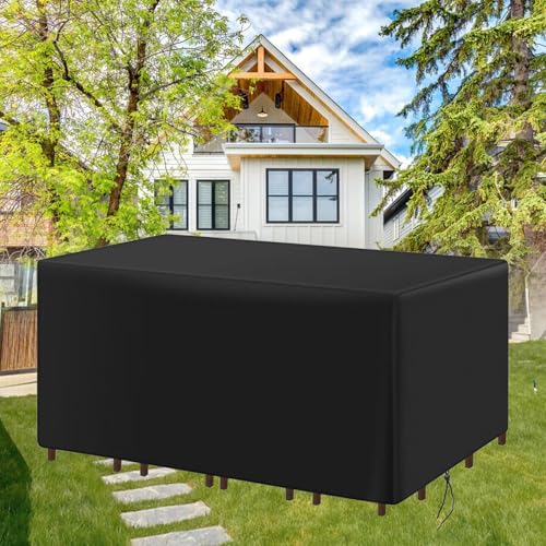 AUWUUA Abdeckungen für Gartenmöbel Wasserdicht 155x40x75cm/LxWxH Abdeckplane Rechteckige Abdeckung Gartenmöbel Winterfest, Schwerlast Regenschutz und Staubfest Gartentisch Abdeckung, Schwarz von AUWUUA