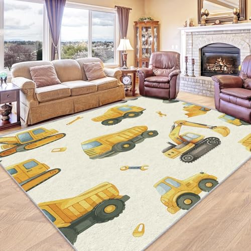 AUWUUA Bagger-Teppiche für Jungenzimmer, 90 x 120 cm, Kinder-Baufahrzeug-Bagger-Teppich für Eingangsbereich, Schlafzimmer, Cartoon-Muster, waschbar, rutschfest, Bodenmatte für den Innenbereich AUWUUA Bagger-Teppiche für Jungenzimmer, 90 x 120 cm, Kinder-Baufahrzeug-Bagger-Teppich für Eingangsbereich, Schlafzimmer, Cartoon-Muster, waschbar, rutschfest, Bodenmatte für den Innenbereich von AUWUUA