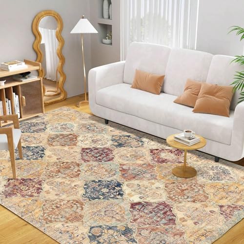 AUWUUA Blumen Boho Teppich Wohnzimmer 140x200cm Vintage Teppich Waschbar Groß Wohnzimmerteppiche, Dünn rutschfest kurzflor Teppiche Schlafzimmer, Marokkanischer für Kinderzimmer Gastzimmer Büro AUWUUA Blumen Boho Teppich Wohnzimmer 140x200cm Vintage Teppich Waschbar Groß Wohnzimmerteppiche, Dünn rutschfest kurzflor Teppiche Schlafzimmer, Marokkanischer für Kinderzimmer Gastzimmer Büro von AUWUUA