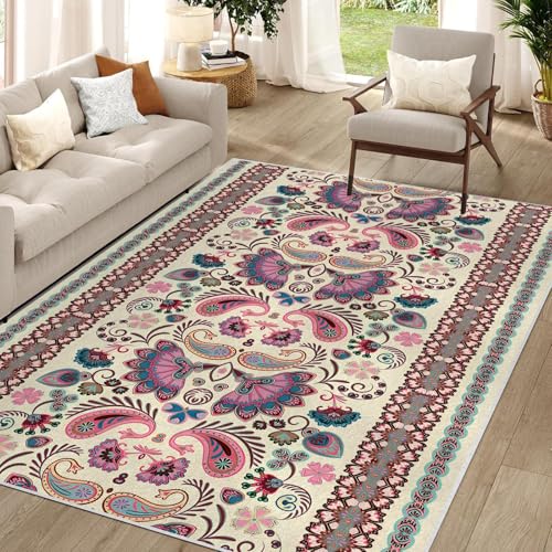 AUWUUA Ethnischer Paisley-Bohemian-Teppich für Schlafzimmer, 70 x 160 cm, lila-rosa Boho-Vintage-Blumenteppich für den Eingangsbereich Fußmatte waschbarer Rutschfester Flur-Läuferteppiche für Küche AUWUUA Ethnischer Paisley-Bohemian-Teppich für Schlafzimmer, 70 x 160 cm, lila-rosa Boho-Vintage-Blumenteppich für den Eingangsbereich Fußmatte waschbarer Rutschfester Flur-Läuferteppiche für Küche von AUWUUA