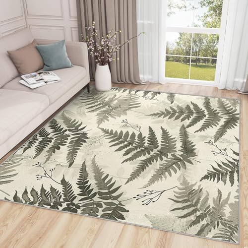 AUWUUA Farn-Teppiche, 210 x 300 cm, grüner Teppich mit botanischem Blättermuster für Wohnzimmer und Schlafzimmer, Aquarellpflanze, Moderne Natur-Bodenmatte für Esszimmer, Küche, Flur AUWUUA Farn-Teppiche, 210 x 300 cm, grüner Teppich mit botanischem Blättermuster für Wohnzimmer und Schlafzimmer, Aquarellpflanze, Moderne Natur-Bodenmatte für Esszimmer, Küche, Flur von AUWUUA