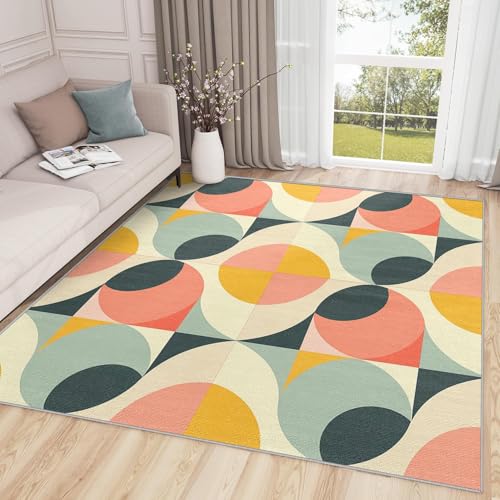 AUWUUA Geometrischer Teppich, 210 x 300 cm minimalistischer moderner Teppich im Stil der 70er-Jahre, Mitte des Jahrhunderts, grün gelb orange waschbarer Teppiche für Wohnzimmer Schlafzimmer Esszimmer AUWUUA Geometrischer Teppich, 210 x 300 cm minimalistischer moderner Teppich im Stil der 70er-Jahre, Mitte des Jahrhunderts, grün gelb orange waschbarer Teppiche für Wohnzimmer Schlafzimmer Esszimmer von AUWUUA