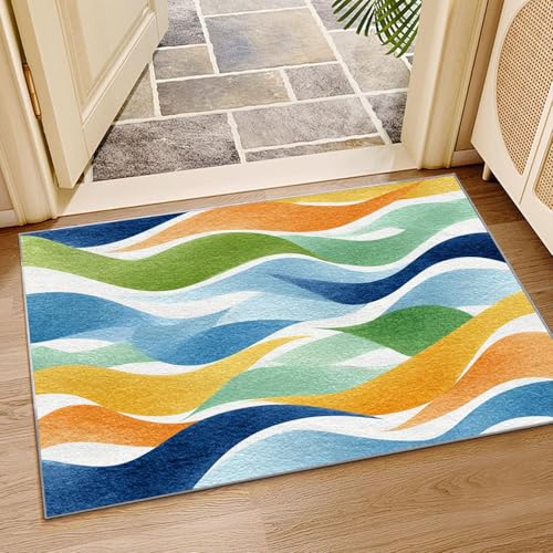AUWUUA Gestreifte Wellen Fußmatte Innen 60x150cm Bunt Kurzflor rutschfest Abstrakt Geometrisch Teppich Schlafzimmer, Art Deco Modern Teppiche Küche Korridor Esszimmer Bodenmatte AUWUUA Gestreifte Wellen Fußmatte Innen 60x150cm Bunt Kurzflor rutschfest Abstrakt Geometrisch Teppich Schlafzimmer, Art Deco Modern Teppiche Küche Korridor Esszimmer Bodenmatte von AUWUUA