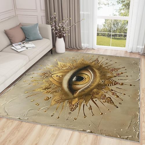 AUWUUA Golden Eye-Teppich für Schlafzimmer, 200 x 200 cm, Fußmatte für die Vordertür, Mystical Eye, Boho, waschbar, rutschfest, Hippie-Ästhetik, großer Teppich für Wohnzimmer AUWUUA Golden Eye-Teppich für Schlafzimmer, 200 x 200 cm, Fußmatte für die Vordertür, Mystical Eye, Boho, waschbar, rutschfest, Hippie-Ästhetik, großer Teppich für Wohnzimmer von AUWUUA