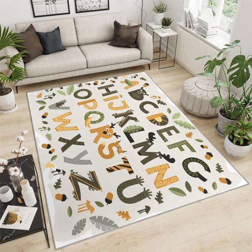 AUWUUA Großer ABC-Kinderteppich, 120 x 200 cm, Buchstaben-Alphabet-Teppich für Jungen- und Mädchenschlafzimmer, Tiere, Natur, pädagogischer Spaßteppich für Wohnzimmer, Spielzimmer, Babytagesstätte AUWUUA Großer ABC-Kinderteppich, 120 x 200 cm, Buchstaben-Alphabet-Teppich für Jungen- und Mädchenschlafzimmer, Tiere, Natur, pädagogischer Spaßteppich für Wohnzimmer, Spielzimmer, Babytagesstätte von AUWUUA