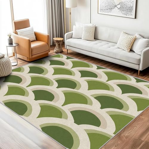 AUWUUA Grüner Abstrakt Vintage Bohemian Gewölbter Waschbarer Teppich Wohnzimmer 70x140cm Mid-Century-Teppich im Stil der 1970er, Weich rutschfest Teppichläufer für Flur, Küche, Esszimmer AUWUUA Grüner Abstrakt Vintage Bohemian Gewölbter Waschbarer Teppich Wohnzimmer 70x140cm Mid-Century-Teppich im Stil der 1970er, Weich rutschfest Teppichläufer für Flur, Küche, Esszimmer von AUWUUA