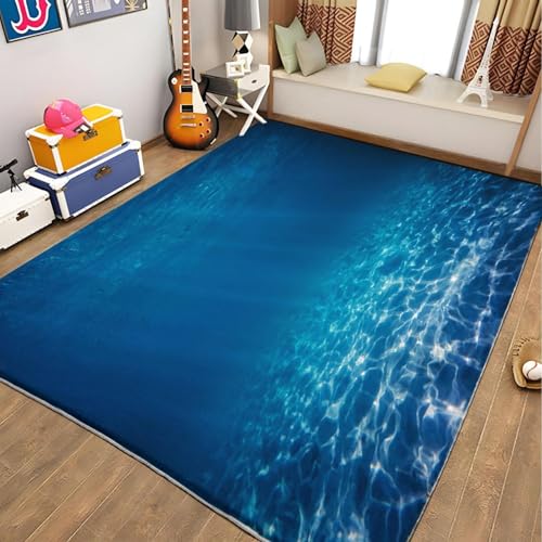 AUWUUA Kurzflor Teppich, Blaues Meer Teppich Wohnzimmer 140x200cm Unterwasser-Ripple-Kunstmuster Moderner Waschbare Teppiche für Schlafzimmer, Küche, Esszimmer, Flur Badezimmer, Antirutsch Teppiche AUWUUA Kurzflor Teppich, Blaues Meer Teppich Wohnzimmer 140x200cm Unterwasser-Ripple-Kunstmuster Moderner Waschbare Teppiche für Schlafzimmer, Küche, Esszimmer, Flur Badezimmer, Antirutsch Teppiche von AUWUUA