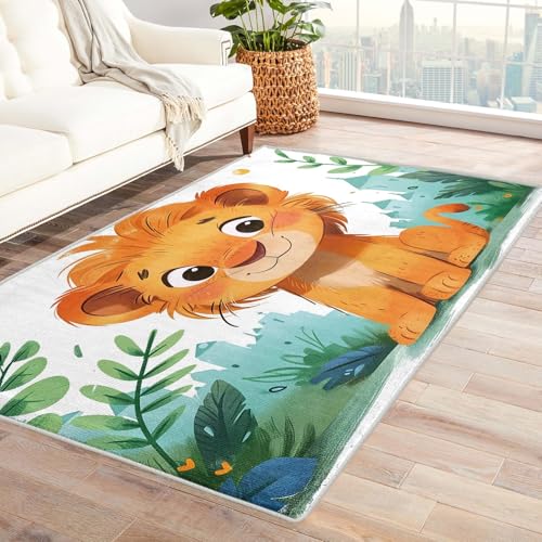 AUWUUA Löwenteppich für Kinderzimmer, 240 x 300 cm, waschbar, niedlicher Cartoon-Waldtierteppich für Kinderzimmer, Spielzimmer, Klassenzimmer, Rutschfester Teppiche für Wohnzimmer und Schlafzimmer AUWUUA Löwenteppich für Kinderzimmer, 240 x 300 cm, waschbar, niedlicher Cartoon-Waldtierteppich für Kinderzimmer, Spielzimmer, Klassenzimmer, Rutschfester Teppiche für Wohnzimmer und Schlafzimmer von AUWUUA
