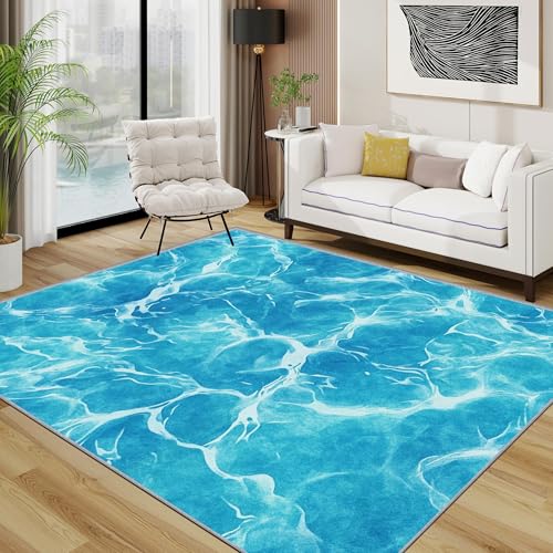 AUWUUA Meereswellen Teppich 80x300cm Blau Wasserwellen Teppich Läufer Flur, Sommer Modern Einfache Waschbar rutschfest Kleiner Teppiche für Eingang Küche Schlafzimmer Fußmatte Dekor AUWUUA Meereswellen Teppich 80x300cm Blau Wasserwellen Teppich Läufer Flur, Sommer Modern Einfache Waschbar rutschfest Kleiner Teppiche für Eingang Küche Schlafzimmer Fußmatte Dekor von AUWUUA