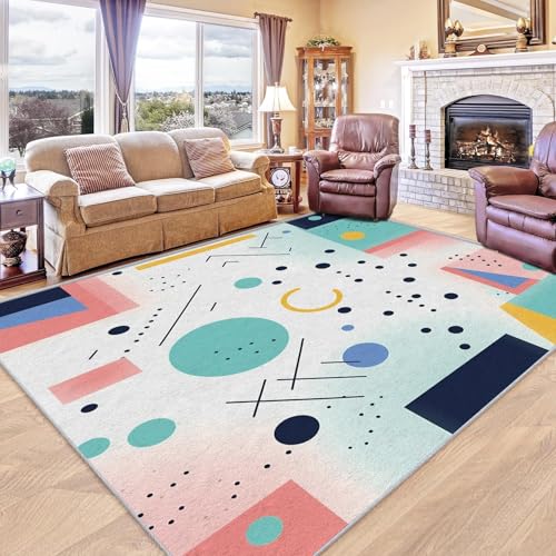 AUWUUA Mid-Century-Teppich, 200 x 300 cm, Moderne abstrakte geometrische Teppiche für Schlafzimmer, minimalistischer MCM-Großraumteppich für Wohnzimmer, waschbarer, Rutschfester Teppich AUWUUA Mid-Century-Teppich, 200 x 300 cm, Moderne abstrakte geometrische Teppiche für Schlafzimmer, minimalistischer MCM-Großraumteppich für Wohnzimmer, waschbarer, Rutschfester Teppich von AUWUUA