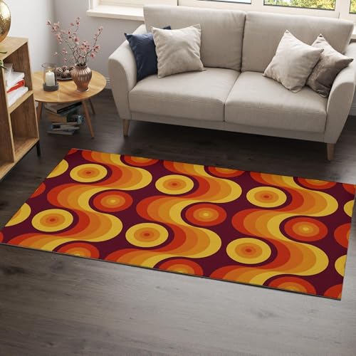 AUWUUA Orange Braun Abstrakte Geometrische Teppich 80x120cm 70er Jahre Retro Teppich Wohnzimmer, Kurzflor Rutschfester Waschbarer Teppiche für Schlafzimmer, Kinderzimmer, Flur Teppiche Läufer AUWUUA Orange Braun Abstrakte Geometrische Teppich 80x120cm 70er Jahre Retro Teppich Wohnzimmer, Kurzflor Rutschfester Waschbarer Teppiche für Schlafzimmer, Kinderzimmer, Flur Teppiche Läufer von AUWUUA