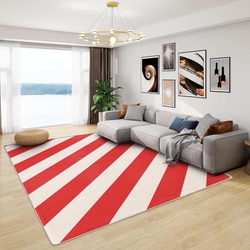 AUWUUA Rot Weiß Gestreifter Teppich Schlafzimmer 100x180cm Geometrische Einfache Streifen Bedruckt Fußmatte Innen, Kurzflor rutschfest Waschbare Teppich Wohnzimmer Esszimmer Büro AUWUUA Rot Weiß Gestreifter Teppich Schlafzimmer 100x180cm Geometrische Einfache Streifen Bedruckt Fußmatte Innen, Kurzflor rutschfest Waschbare Teppich Wohnzimmer Esszimmer Büro von AUWUUA