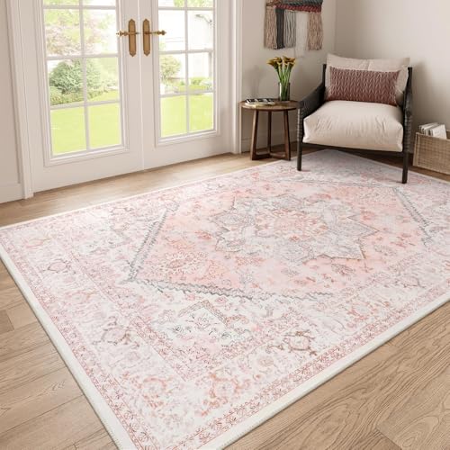 AUWUUA Teppich, 130 x 210 cm, groß, orientalisches Blumenmuster, waschbar, Vintage-Medaillon-Teppich, weich, rutschfest, niedriger Flor, für Mädchenzimmer, Schlafzimmer, unter dem Esstisch AUWUUA Teppich, 130 x 210 cm, groß, orientalisches Blumenmuster, waschbar, Vintage-Medaillon-Teppich, weich, rutschfest, niedriger Flor, für Mädchenzimmer, Schlafzimmer, unter dem Esstisch von AUWUUA