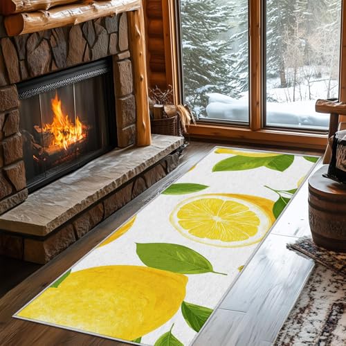 AUWUUA Teppich Läufer Flur Zitrone 60x150cm Gelb Tropisch Frucht Waschbarer Anti-Müdigkeit Küchenteppich, Kurzflor rutschfest Fußmatte für küche Badezimmer Eingangsbereich Schlafzimmer AUWUUA Teppich Läufer Flur Zitrone 60x150cm Gelb Tropisch Frucht Waschbarer Anti-Müdigkeit Küchenteppich, Kurzflor rutschfest Fußmatte für küche Badezimmer Eingangsbereich Schlafzimmer von AUWUUA