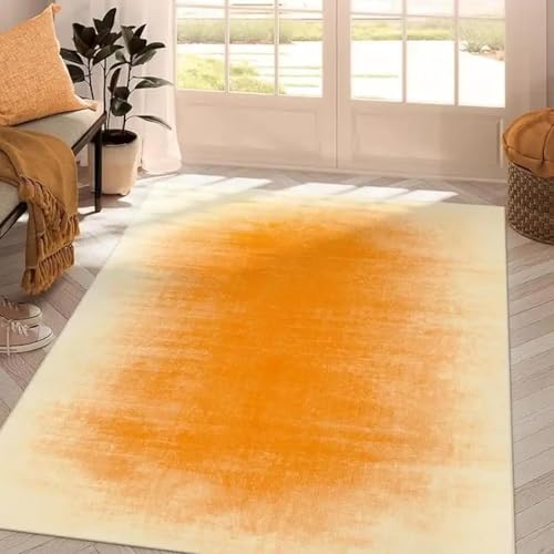 AUWUUA Teppich Wohnzimmer 200x200cm Modern Farbverlauf Gelb Kurzflor Waschbar Schlafzimmer Teppiche, Minimalistischer Stil Abstrakte Anti Rutsch Teppich für Büro Esszimmer Kinderzimmer Deko von AUWUUA