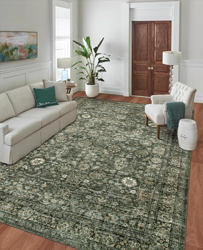 AUWUUA Vintage-Teppich fürs Wohnzimmer, grün, 160 x 230 cm, orientalischer Retro-Boho-Teppich für Schlafzimmer, Küche, großer, abgenutzter, Rutschfester Teppiche für Esszimmer und Büro AUWUUA Vintage-Teppich fürs Wohnzimmer, grün, 160 x 230 cm, orientalischer Retro-Boho-Teppich für Schlafzimmer, Küche, großer, abgenutzter, Rutschfester Teppiche für Esszimmer und Büro von AUWUUA