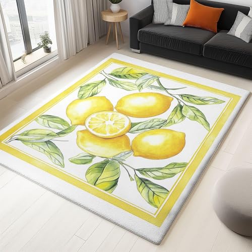 AUWUUA Waschbarer Teppich Wohnzimmer Aquarell Zitrone 160x220cm Gelb Süße rutschfest Kurzflor Teppich Schlafzimmer, Obst Fußmatte Innen für Esszimmer Kinderzimmer Bauernhaus AUWUUA Waschbarer Teppich Wohnzimmer Aquarell Zitrone 160x220cm Gelb Süße rutschfest Kurzflor Teppich Schlafzimmer, Obst Fußmatte Innen für Esszimmer Kinderzimmer Bauernhaus von AUWUUA