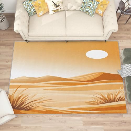AUWUUA Waschbarer Teppich für Wohnzimmer und Schlafzimmer, 250 x 380 cm, Abstrakter minimalistischer Wüsten-Streifenteppich, Boho-Sonnenaufgangslandschaft, Rutschfester Teppich, Gelb AUWUUA Waschbarer Teppich für Wohnzimmer und Schlafzimmer, 250 x 380 cm, Abstrakter minimalistischer Wüsten-Streifenteppich, Boho-Sonnenaufgangslandschaft, Rutschfester Teppich, Gelb von AUWUUA