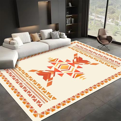 AUWUUA Western Orange Geometric Area Rug 120x210cm Retro Southwest Ethnic Abstract Art Area Rugs für den Eingangsbereich, Print Carpet für Schlafzimmer, Esstisch von AUWUUA