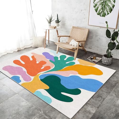 AUWUUA kreativer Kunst-Design Abstrakter Teppich 90x180cm Farbe Kurzflor Saugfähige Küchenmatte, Weich Waschbarer rutschfest Fußmatte, Dekor Teppich für Schlafzimmer Kinderzimmer Spielzimmer von AUWUUA