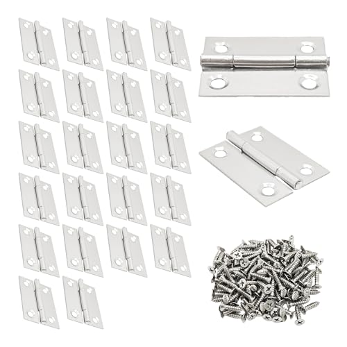 AUXBC Klappscharniere aus Edelstahl, 3,8 cm, Mini-Scharniere für Schränke, Schmuckschatullen, Möbel, Fensterkastendeckel, Holzkasten-Kiste, 24 Stück AUXBC Klappscharniere aus Edelstahl, 3,8 cm, Mini-Scharniere für Schränke, Schmuckschatullen, Möbel, Fensterkastendeckel, Holzkasten-Kiste, 24 Stück von AUXBC