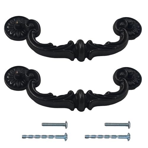 AUXBC Schrankgriffe, 15,2 cm Lochmitte, Vintage-Zink-Legierung, Schaukel-Schubladengriffe, 18,8 cm Länge, rustikales schwarzes Finish für Küche, Kommode, Möbel, Hardware, 2 Stück von AUXBC