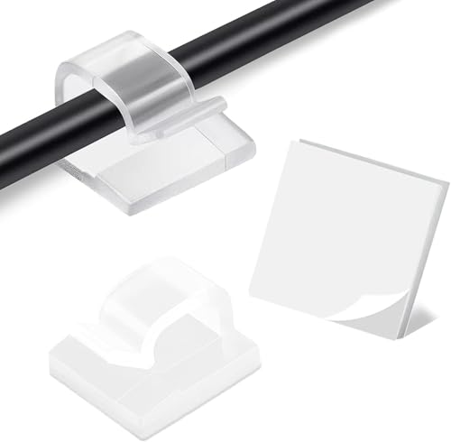 AUXHCYL Kabelhalter Selbstklebend, 60 Pcs Kabelclips Selbstklebende, Kabelklemmen für Kabelmanagement, Outdoor Cable Holder, Kabelschelle für Kabelbefestigung Lichterkette(Transparent) von AUXHCYL