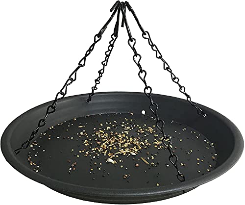 32.5 cm Plattform-Vogelfutterspender, großes Hängetablett, Eichhörnchen-Futterspender, Wildvögel, Vogelbeobachtung, für Vögel im Freien, Hof, Garten, Geschenkideen für Vogelliebhaber, Schwarz von AUXPhome