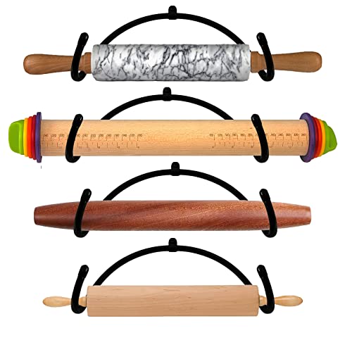 AUXPhome - 4 Stück Nudelholzhalter Rolling Pin Display Rack - Wandmontage - Schwarz - Klassisch, Rustikal von AUXPhome